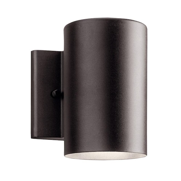 KICHLER Independence 7 in. 1-Light Textured Architectural Bronze Outdoor Hardwired Wall Cylinder Sconce with Integrated LED