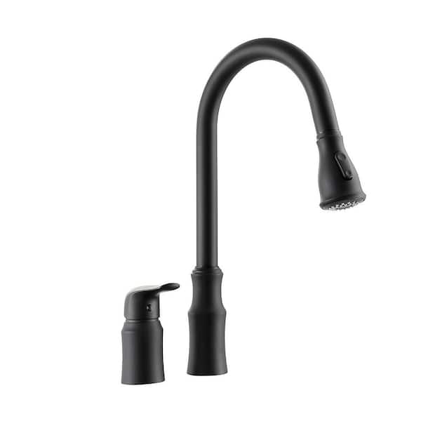 16.9 in. H 2-Spray Pull Down Sprayer Kitchen Faucet with 360° Spout Swivel in Matte Black