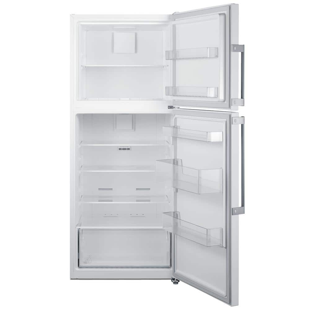 Compact White Energy Star Top Freezer Refrigerator with Glass Shelves