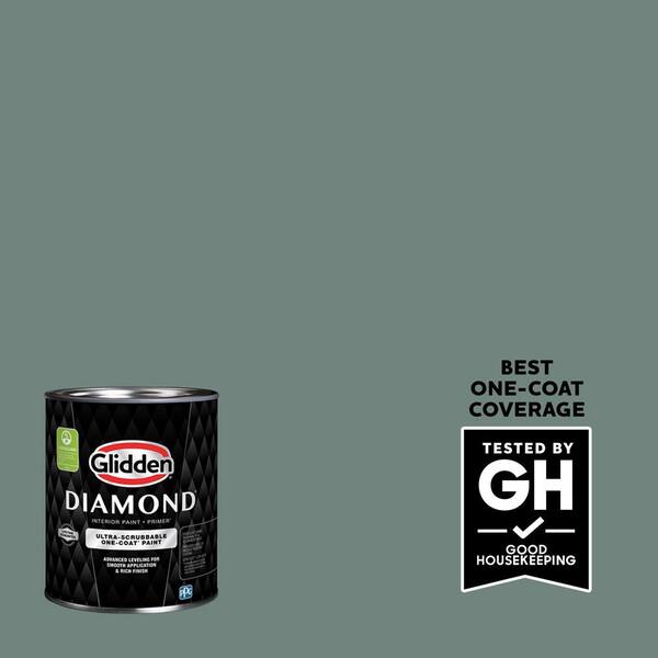 Glidden Diamond 1 qt. PPG1136-6 Dwarf Spruce Flat Interior Paint with Primer
