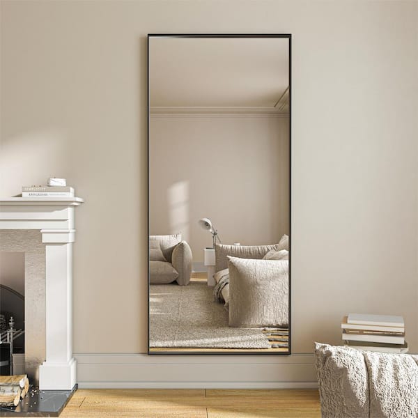 ORGANNICE 32 in. W x 72 in. H Black Aluminum Rectangle Framed Tempered Glass Wall-Mounted Full Mirror