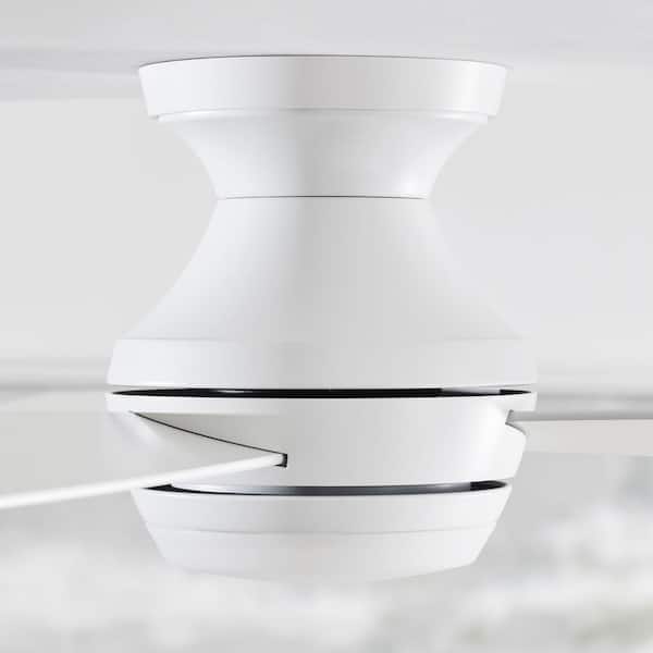 Generation Lighting - Ikon 52 in. Integrated LED Indoor Matte White Hugger Ceiling Fan with White Blades Light Kit and Remote Control