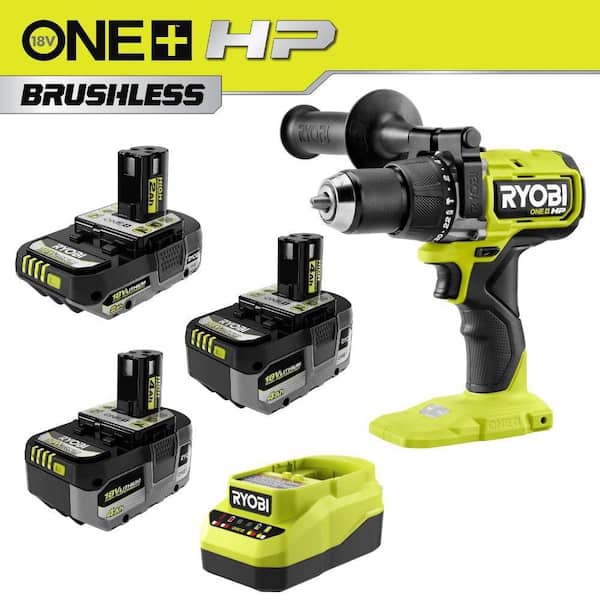 ONE+ HP 18V Brushless Cordless 1/2 in. Hammer Drill Kit with (2) 4Ah and (1) 2Ah HIGH PERFORMANCE Batteries, and Charger