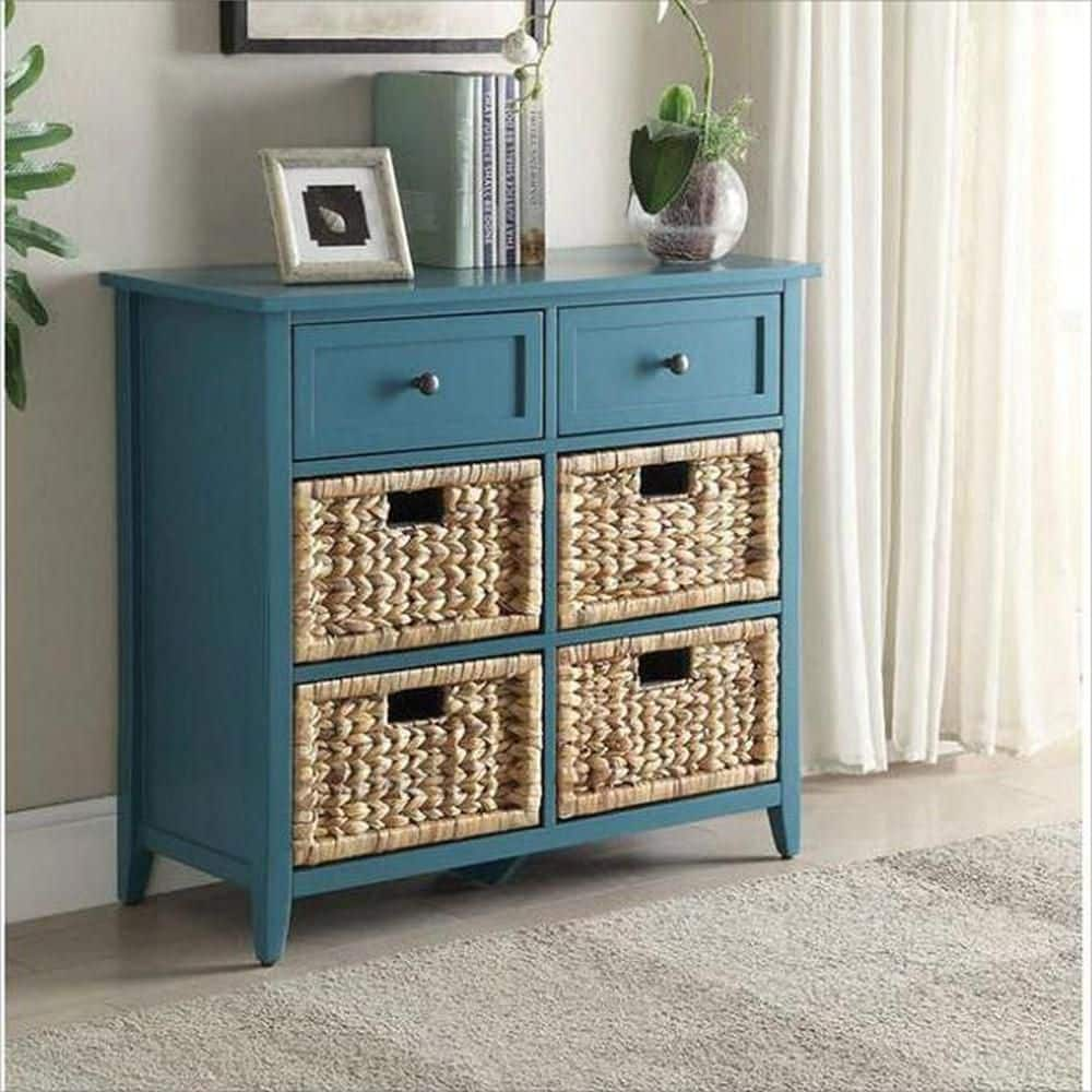 Aoibox 30 In Long Console Table In Teal With 6 Drawers Console Table   Teal Console Tables Snmx3480 64 1000 