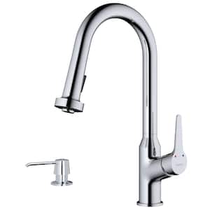 Dockton Single Handle Pull Down Sprayer Kitchen Faucet with Matching Soap Dispenser in Chrome