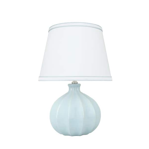 Aspen Creative Corporation 15 in. Light Blue Ceramic Table Lamp with Hardback Empire Shaped Lamp Shade in White