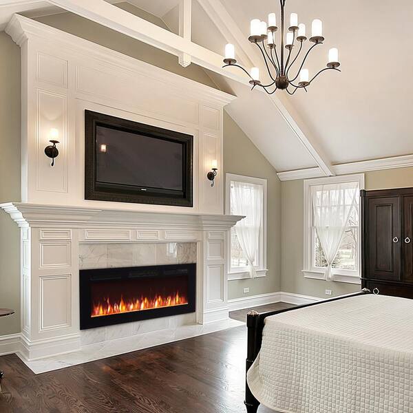 Fireplace Styles インテリア　洋書 Modern Ember 80-in W x 54-in H Sabine Black Maple