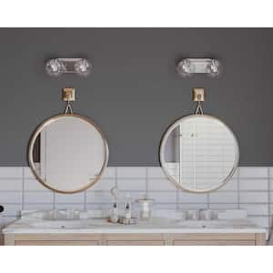 Mod Collection 2-Light Polished Chrome Clear Glass Mid-Century Modern Bath Vanity Light