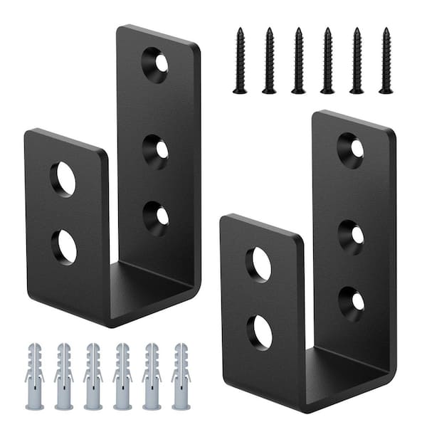 Door Barricade Brackets Steel Security Bar Holder U Brackets Fit for 2 x 4 Lumber Door (2-Pack)