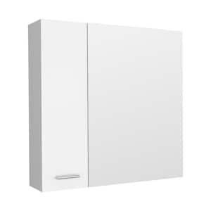 23.6 in. W x 23.6 in. H White Rectangular Wall Surface Mount Bathroom Storage Medicine Cabinet with Mirror