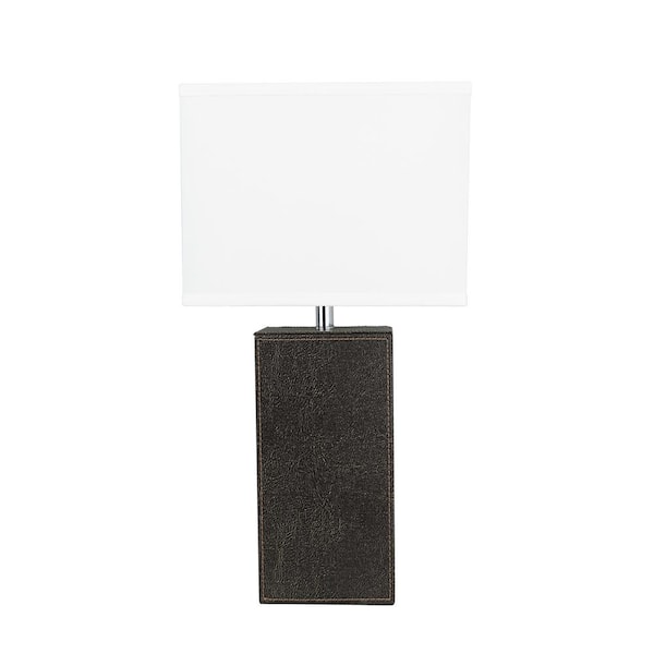 Brown Faux Leather Table Lamp, Leather Lamp Shade