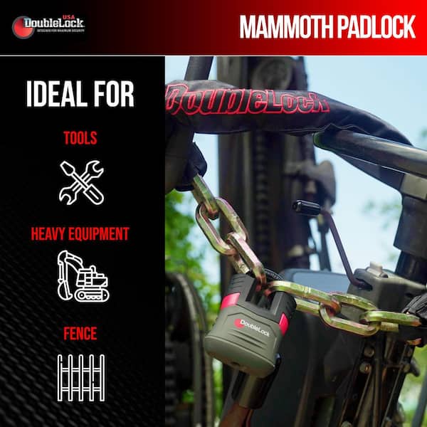 DoubleLock MAMMOTH Bundle, Ultra Duty Shielded Padlock with 3.5 ft