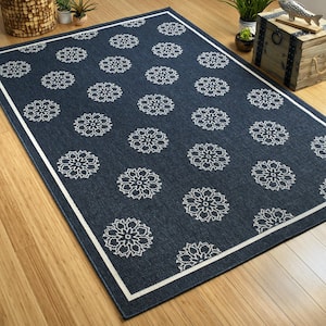 Amalie Navy 1 ft. 9 in. x 3 ft. Indoor/Outdoor Area Rug