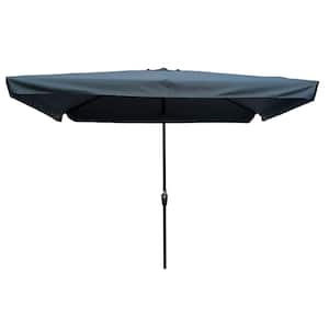 SERGA 10 ft. x 6.5 ft. Market Patio Umbrella with Push Button Tilt And Crank in Gray