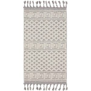 Paxton Ivory/Slate 2 ft. x 5 ft. Geometric Contemporary Kitchen Area Rug