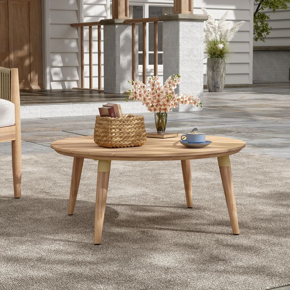 Roy Outdoor Patio Coffee Table, Acacia Wood, Natural, Beige price history on PriceWatchPro