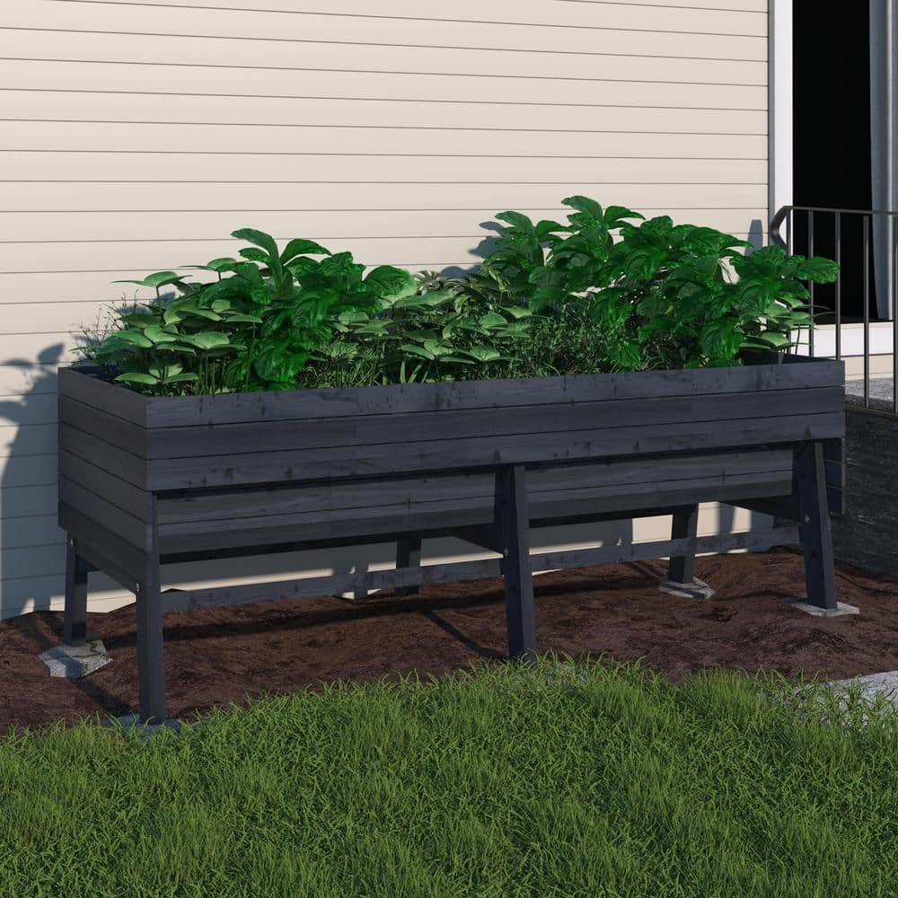 VEIKOUS 71 in. W x 31 in. D x 29 in. H Oversized Wooden Raised Garden ...