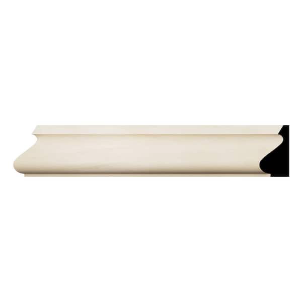 Ekena Millwork WM163 11/16 in. D x 1-3/8 in. W x 96 in. L Americraft Solid Hardwood Stain Grade Base Cap Moulding, Poplar
