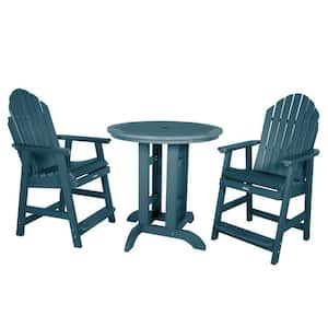 Hamilton Nantucket Blue 3-Piece Recycled Plastic Round Outdoor Balcony Height Dining Set