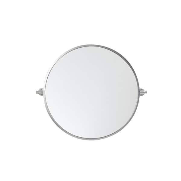 Unbranded Timeless Home 24 in. W x 24 in. H Aluminum Silver Pivot Mirror