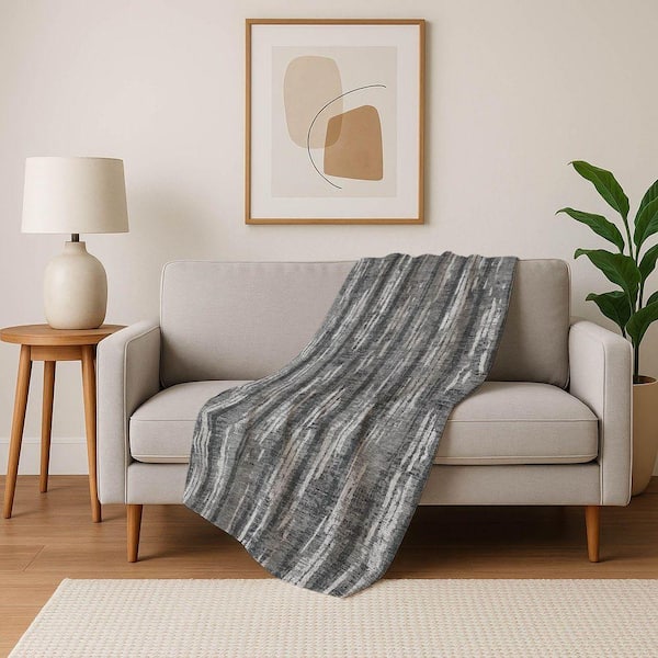 Premium Machine Washable ASB892 Gray 50 in. x 70 in. Sherpa Throw Blanket