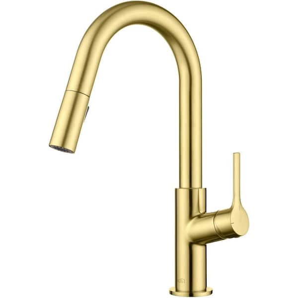 13.38 in. Single-Handle Pull-Down Sprayer Kitchen Faucet with Dual Function Sprayhead in Brushed Gold