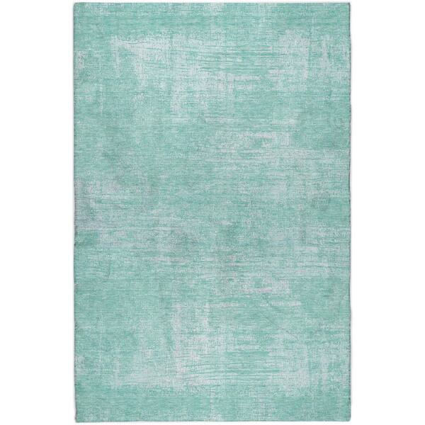 Dream Shag Premium Machine Washable Abstract ADS839 Turquoise 8 ft. x 10 ft. Area Rug