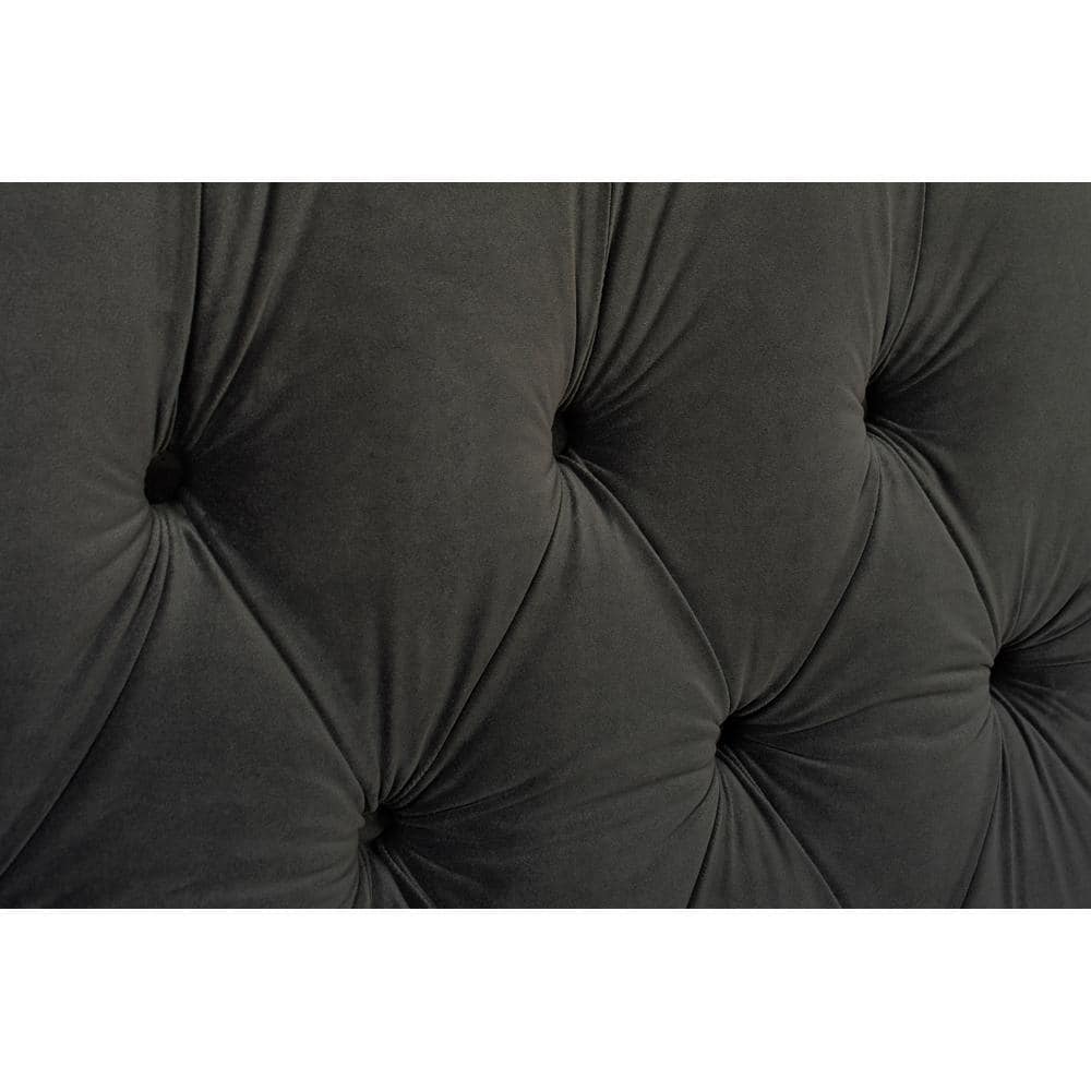 David King Pine Wood Upholstered Tufted Bed with Nailhead Trim