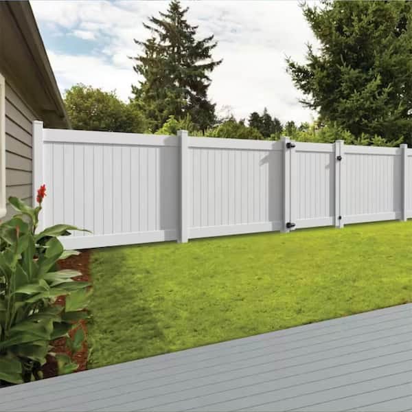 Tunearary 48 in. x 5 in. x 95 in. Fence Gate Width Privacy Vinyl White, Backyard, Patio, Garden