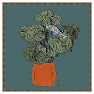 "The Retro Pot On Teal I" by Patricia Pinto 1-Piece Floater Frame Giclee Home Canvas Art Print 30 in. x 30 in.