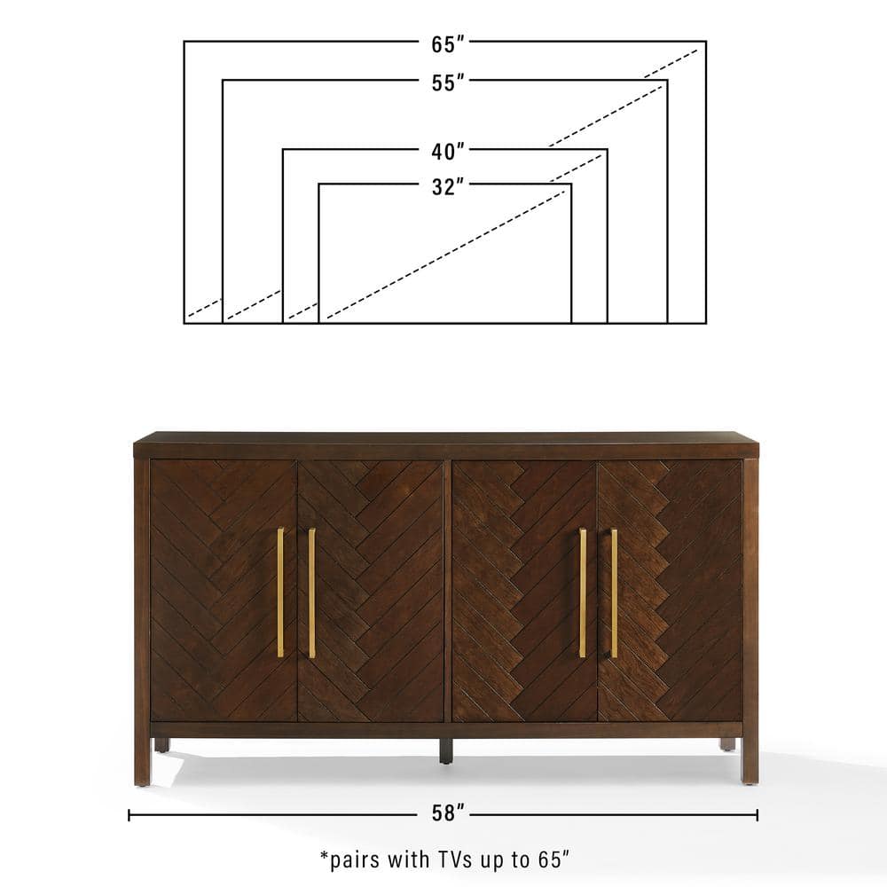 Herringbone Dark Brown Sideboard with Cable Management
