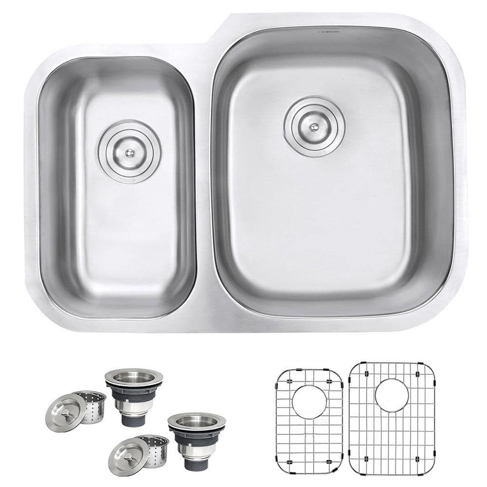 Ruvati 31" Stainless Steel Double Bowl Undermount Kitchen Sink