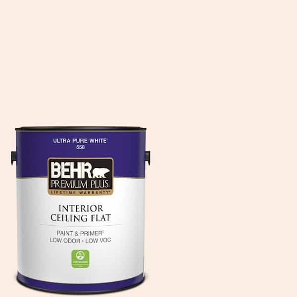 BEHR PREMIUM PLUS 1 gal. #250A-1 Fine White Ceiling Flat Interior Paint