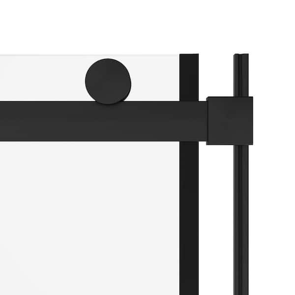 MEDUNJESS Aaby 56-60 in. W x 76 in. H Sliding Frameless Shower Door in Matte Black with 5/16 in. (8mm) Clear Glass