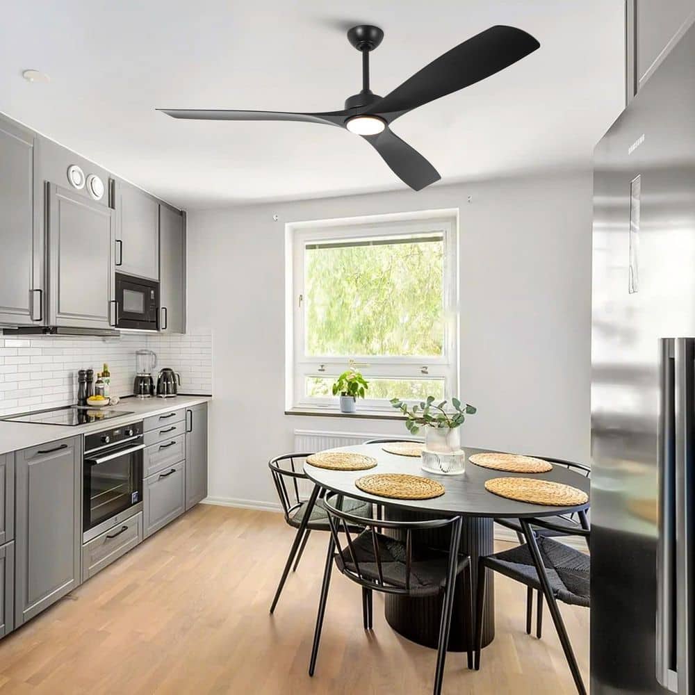 60" Black Industrial Ceiling Fan with LED Light and Remote
