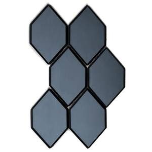 Reflections Graphite Blue Honeycomb Mosaic 4 in. x 5 in. Glass Mirror Mesh Mounted Decorative Wall Tile (0.5 Sq.Ft)