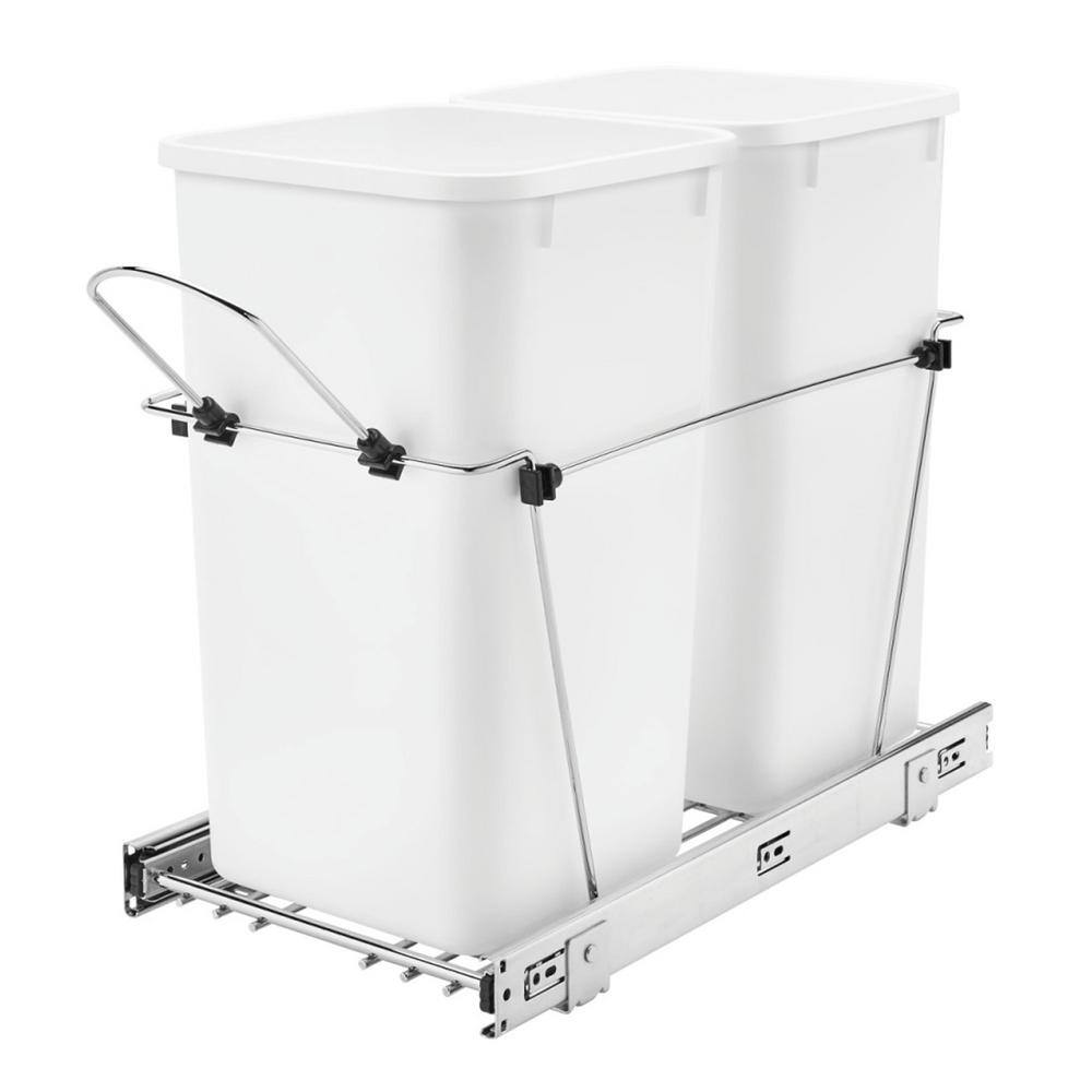 Reviews For Rev A Shelf White Double Pull Out Trash Can Qt For