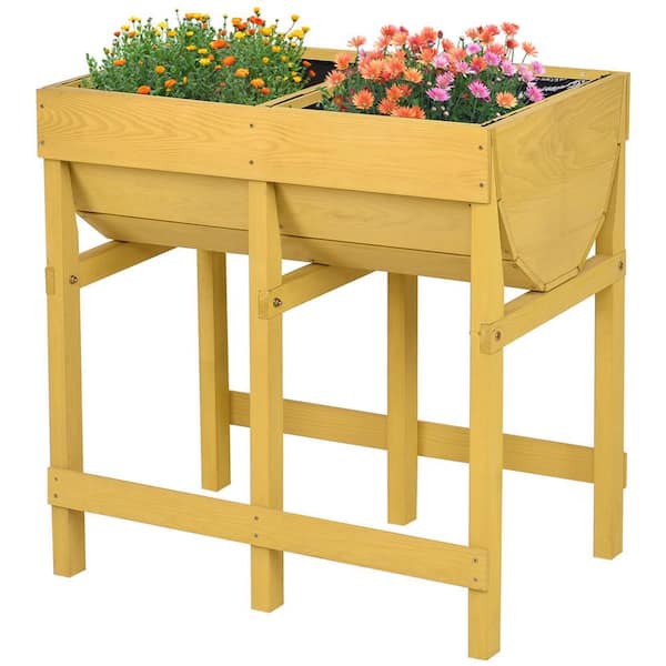 FORCLOVER Raised Wooden Planter Vegetable Flower Bed with Liner
