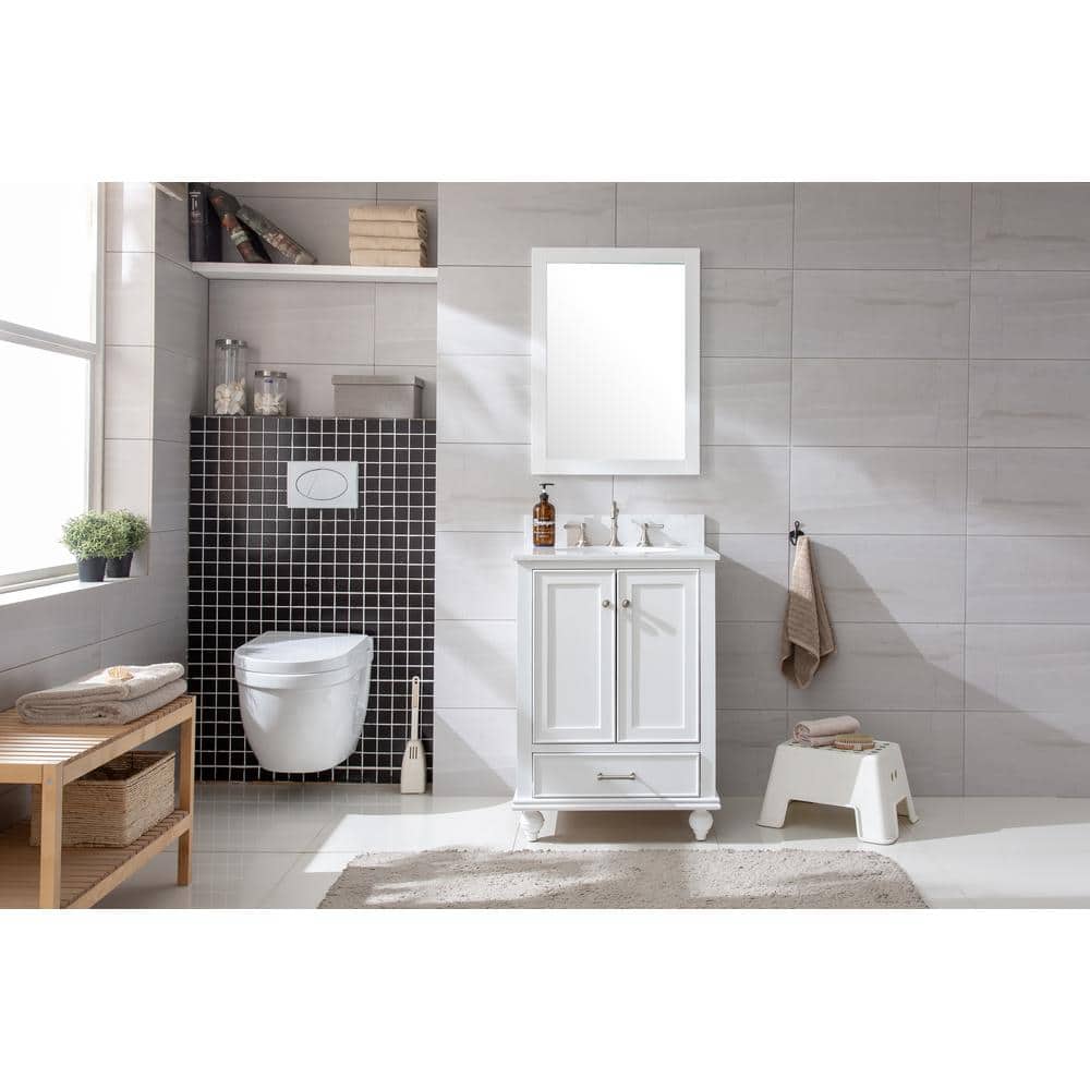 Melissa 24" Grain White Single Vanity with Carrara White Top