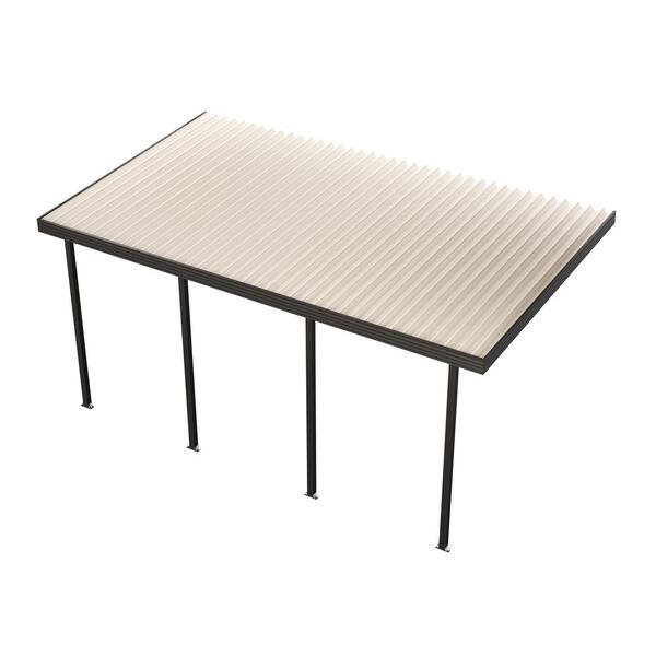 Integra 24 ft. x 10 ft. Dark Bronze Aluminum Frame Ivory Roof Patio Cover, 10 lbs. Snow Load