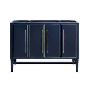 Mason 48 in. Bath Vanity Cabinet Only in Navy Blue with Gold Trim