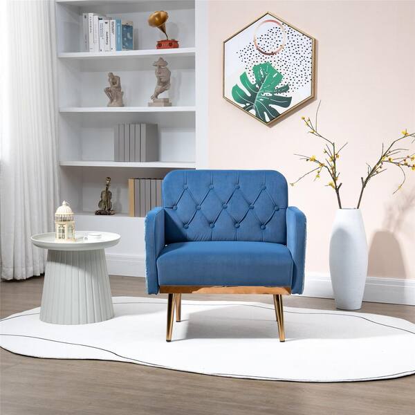 blue accent chair chaise