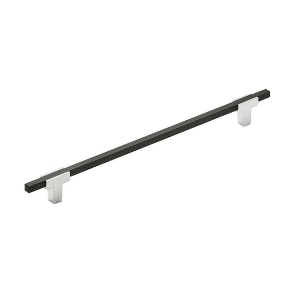 Amerock Urbanite 10-1/16 in. (256mm) Modern Polished Chrome/Brushed Matte Black Bar Cabinet Pull