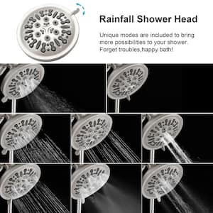1-Spray Patterns with 1.8 GPM Showerhead Face Diameter 5 in. Wall Mounted Fixed Shower Head in Brushed Nickel