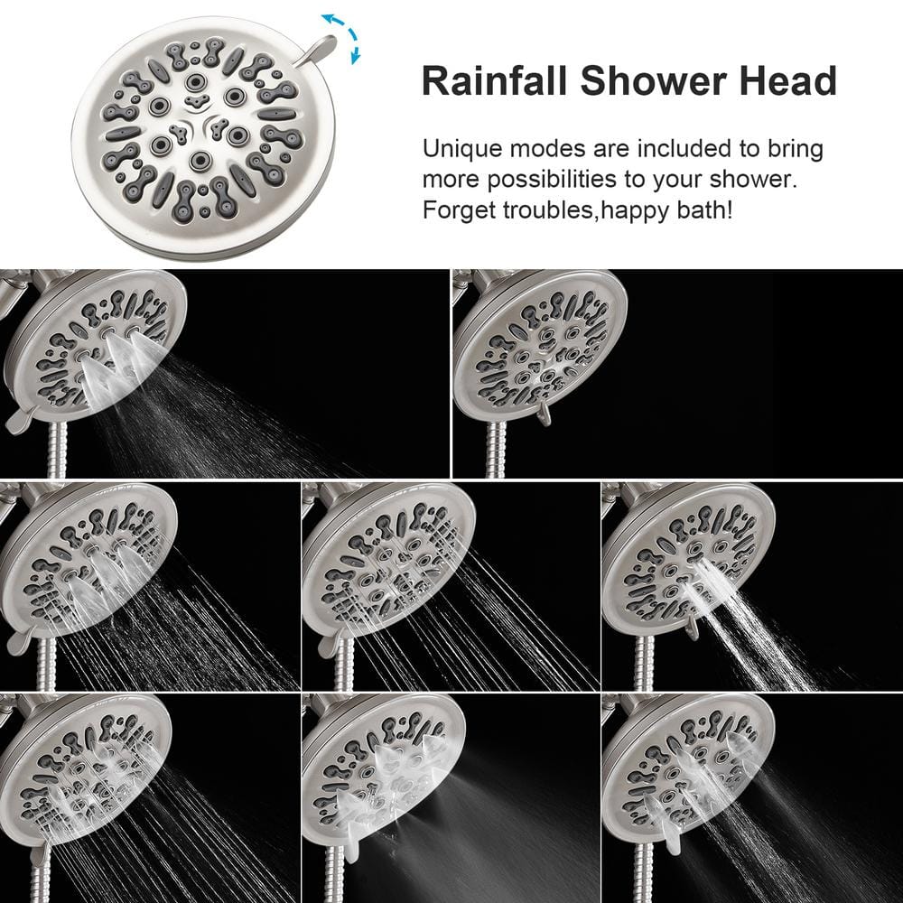 Brushed Nickel Dual Function Handheld Rain Shower Faucet Set