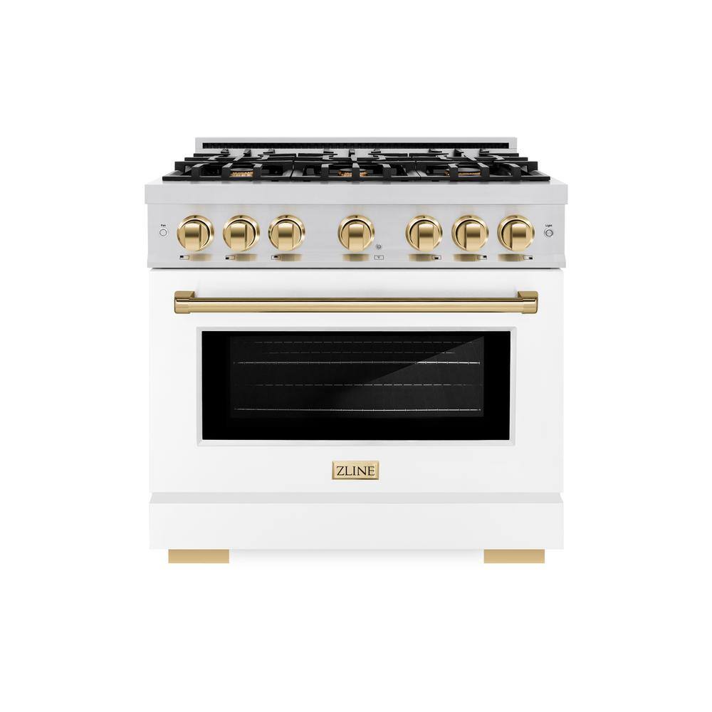 Select 36 in. 6-Burner Gas Range with Gas Convection Oven in Stainless Steel, Matte White, and Polished Gold price history on PriceWatchPro