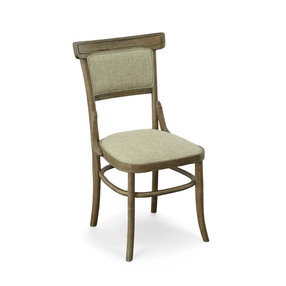 Vintage Walnut Upholstered Linen Parsons Side Chair Set