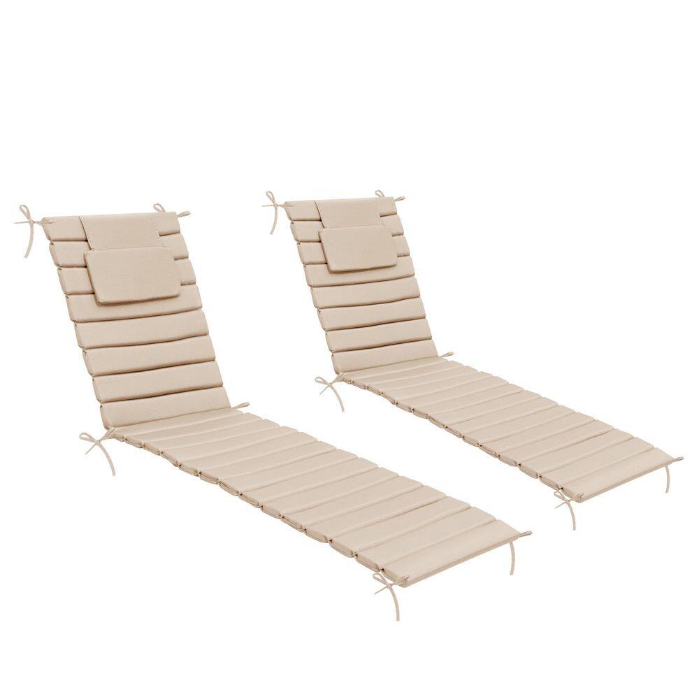 80 in. x 26 in. 2 Pieces Beige Foldable Outdoor Chaise Lounge Cushion Portable Replacement Cushion with Pillow and TIes price history on PriceWatchPro