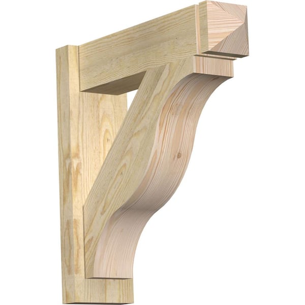 Ekena Millwork 6 in. x 22 in. x 22 in. Douglas Fir Fuston Arts and Crafts Rough Sawn Outlooker