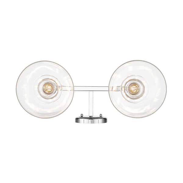 Golden Lighting Carver 8.75 in. 2 Light Silver Vanity Light with Clear Glass